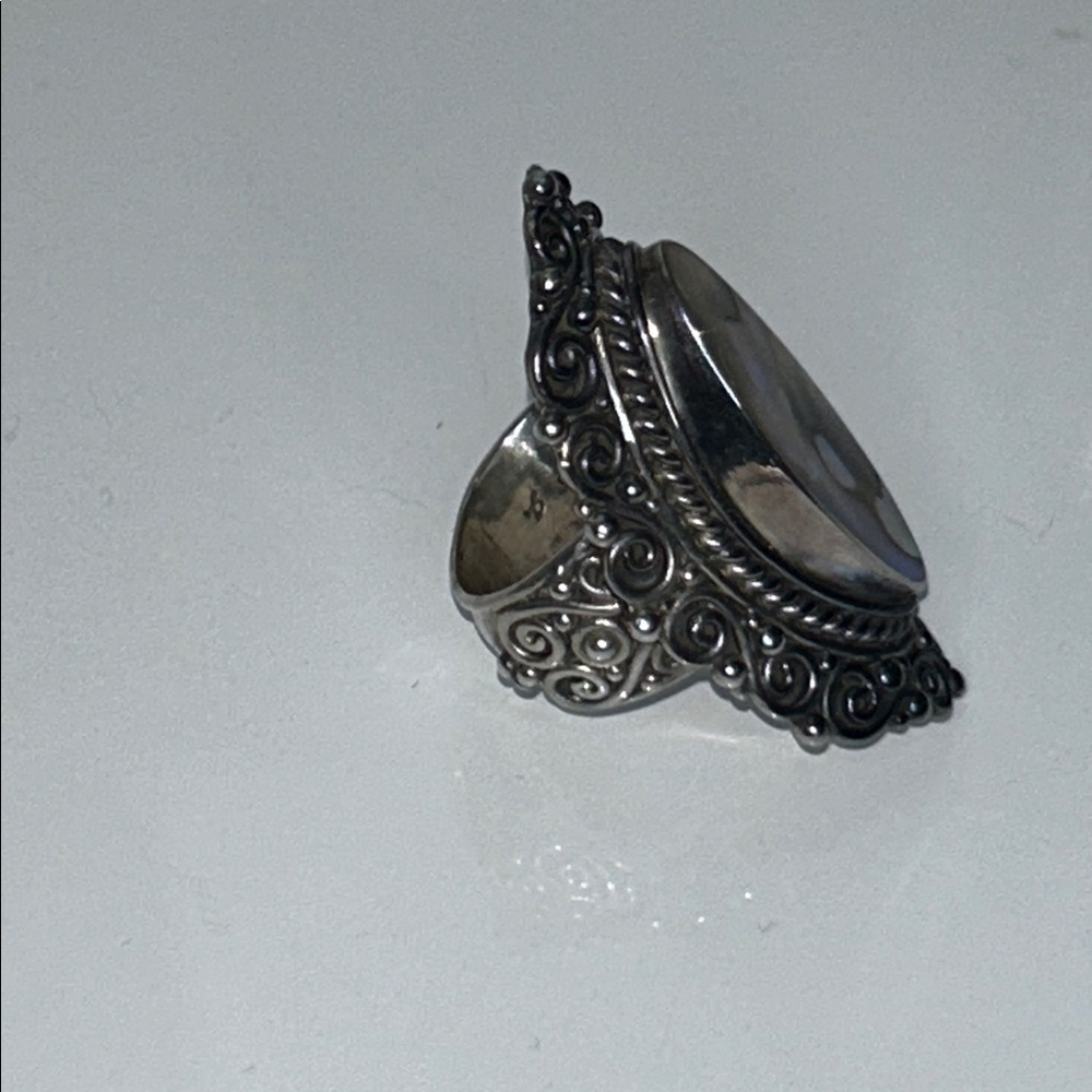 NWOT Sterling Silver Abalone Statement Ring By Designer Samuel B. Boho Casual - Picture 6 of 8